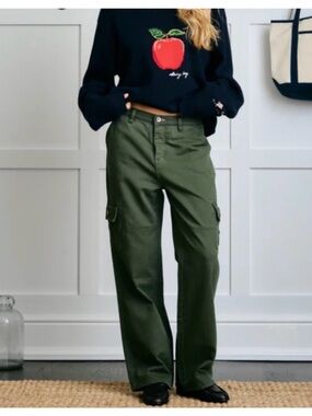 Dairy Boy Wide Leg Cargo Pants in Moss Green - Women